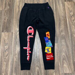 Coca-Cola X Champion Joggers Men's XL Black Reverse Weave Fleece Sweatpants